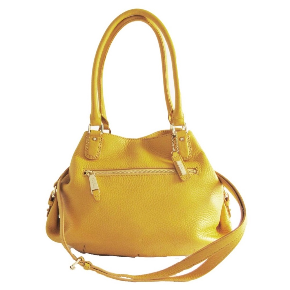 Cole Haan Devin Mustard Yellow Pebbled Leather